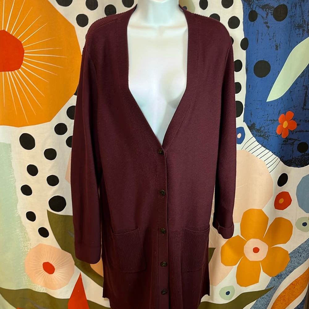 J Jill Long Plum Cardigan